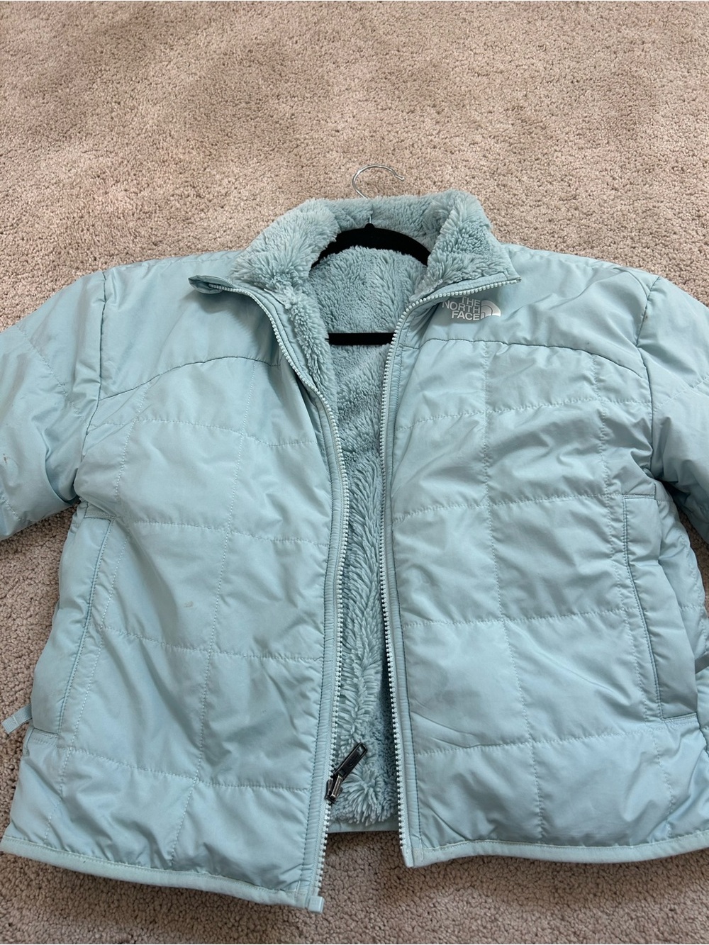 The North Face Women's Pale Blue Sherpa-Lined Puffer Jacket